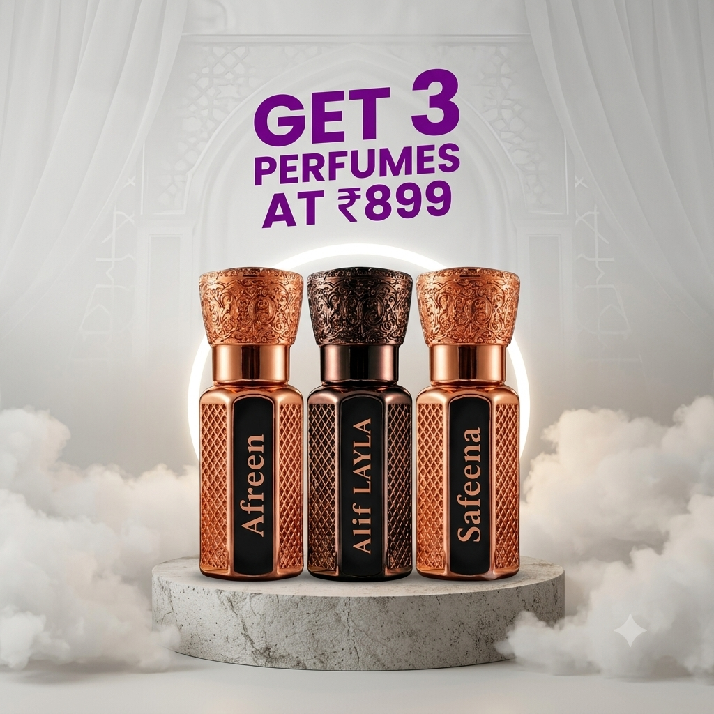 1788757112136 Mohammadi Perfumes 3 Pcs Attar Set Afreen, Alif Layla And Safeena 6 ML Each
